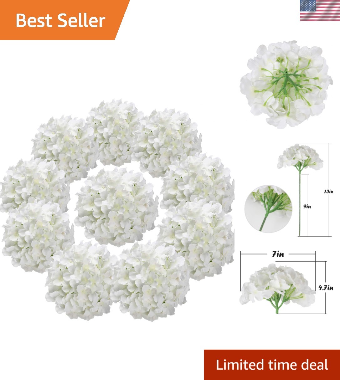 Versatile Silk Hydrangea Heads (10 Pack) – Perfect for Weddings & Events