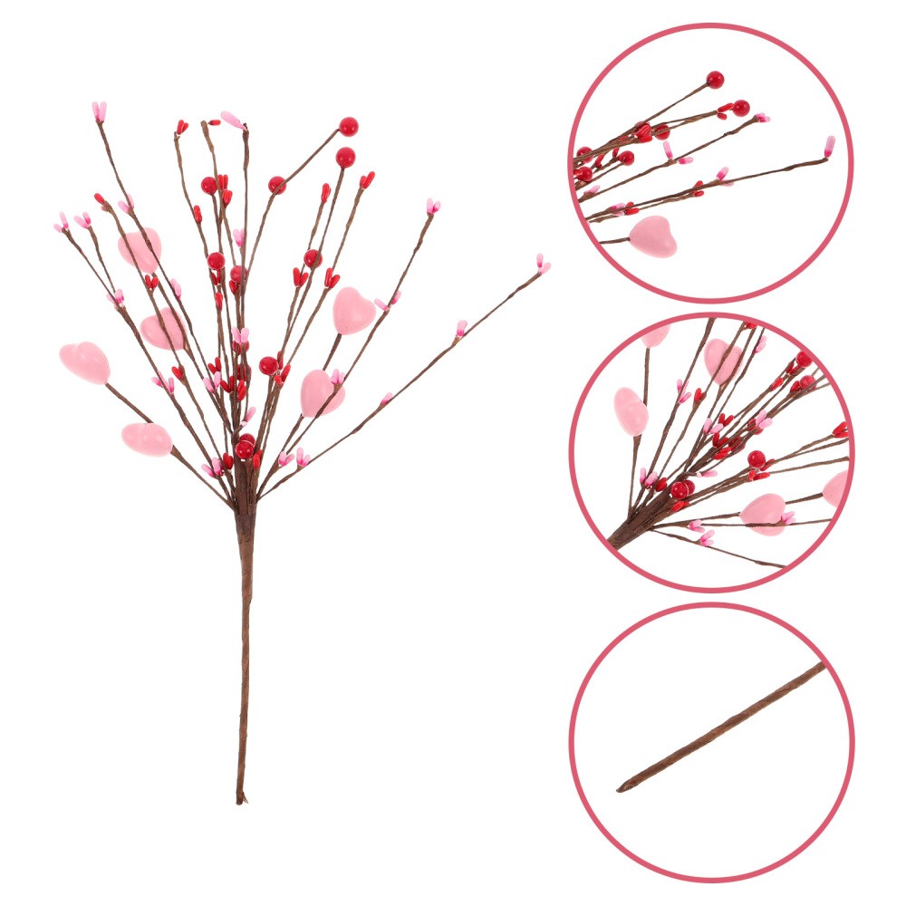 5Pcs Assorted Color Valentine Floral Picks with Bendable Stems for Vase Decor