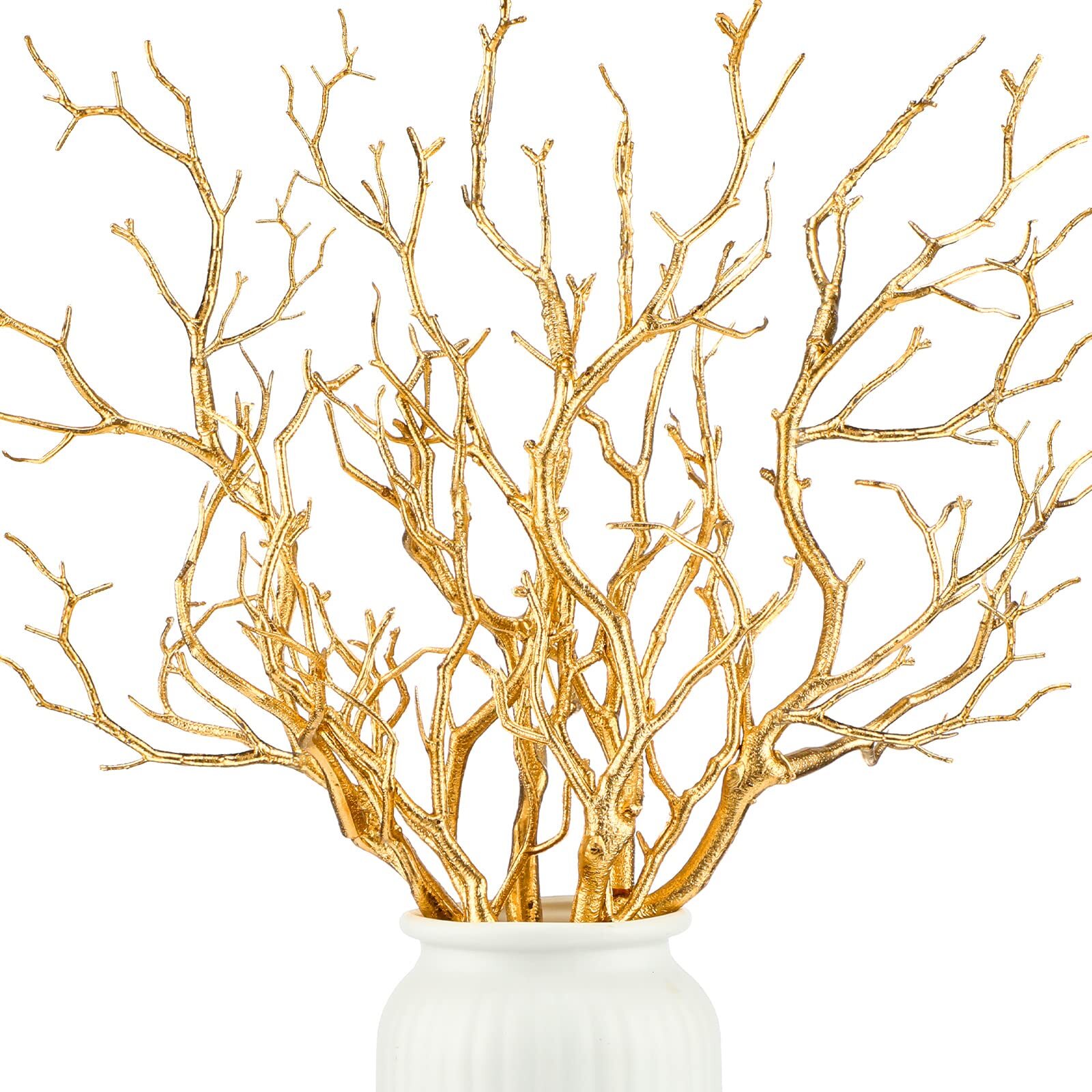 Gold Manzanita Branches 13.8 Inch 10 Pieces Artificial Tree Twigs Decor