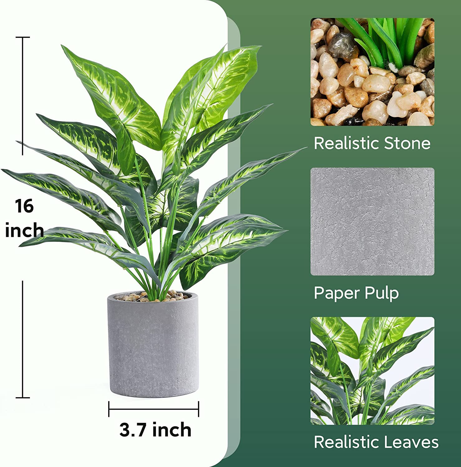 16″ Small Fake Potted Plants for Office Desk Shelf Bathroom Home Decor