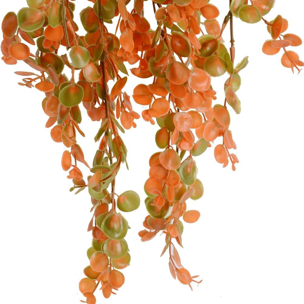 2pcs Artificial Hanging Fall Plants Fake Hanging Plant Faux Eucalyptus Leaf Gree