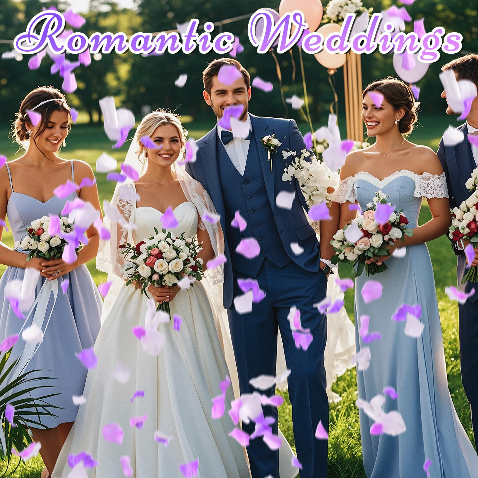 180 PCS Real Purple White Rose Petals for Wedding Flower Girl to Throw, 1.75o…