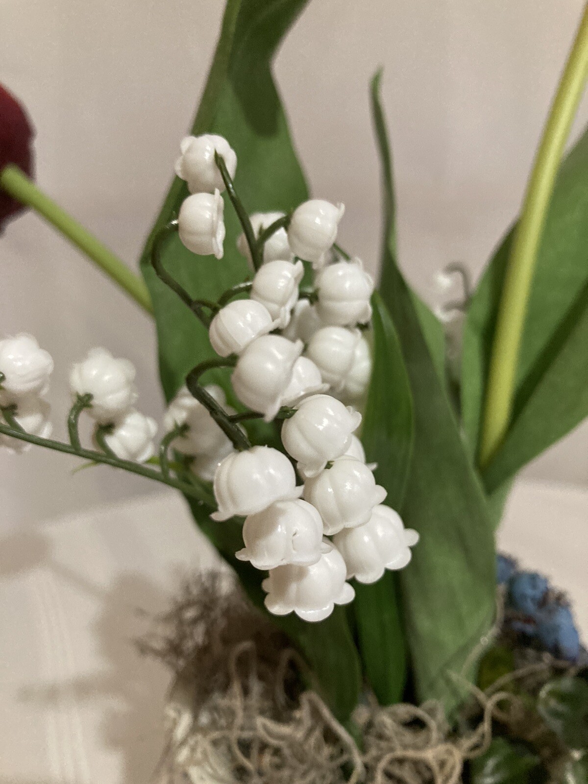 Red Tulips & Lily Of The Valley With Robin’s Nest Arrangement