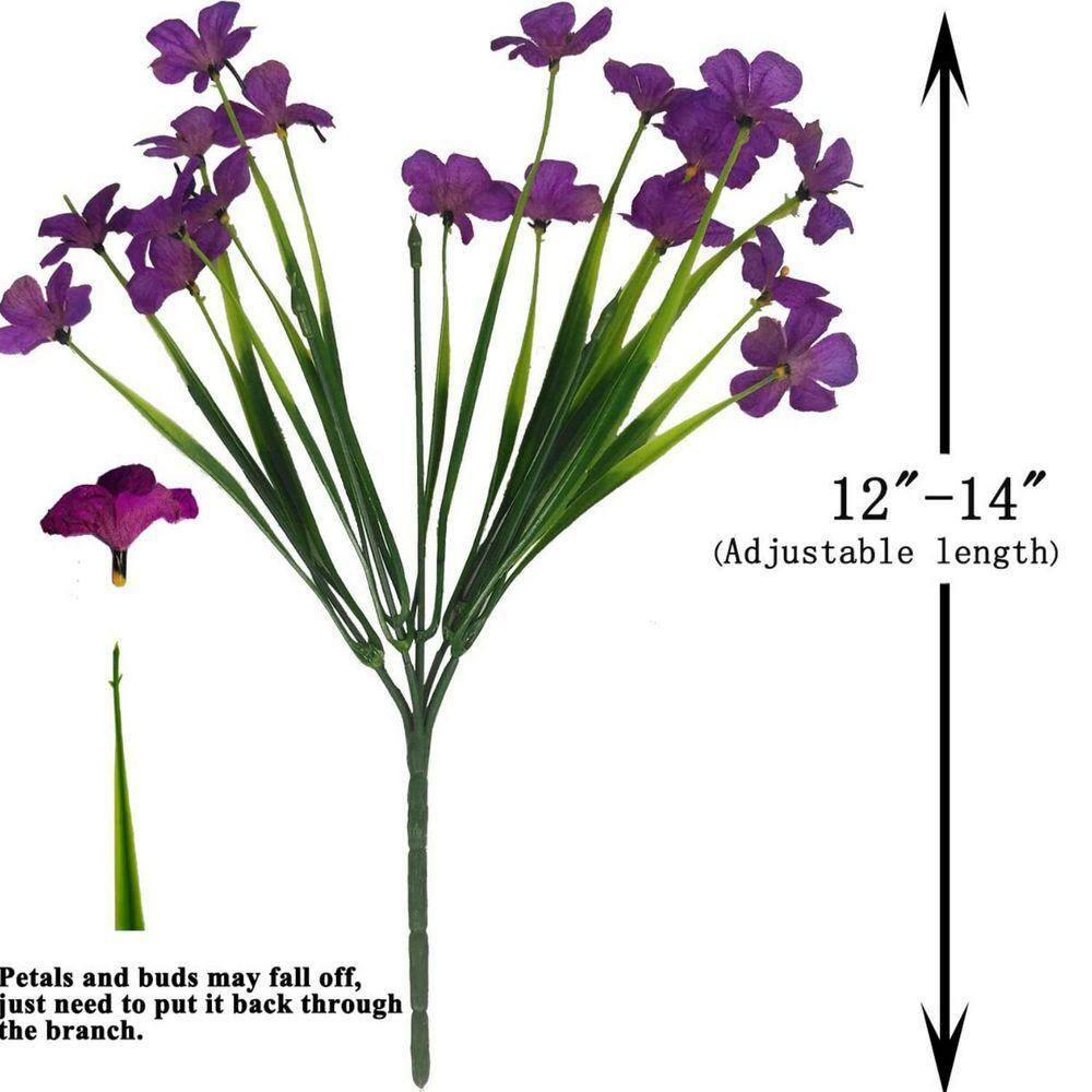 14 In. Purple 14 Bundles Artificial Other Fake Flowers Plastic Outdoor Artificia