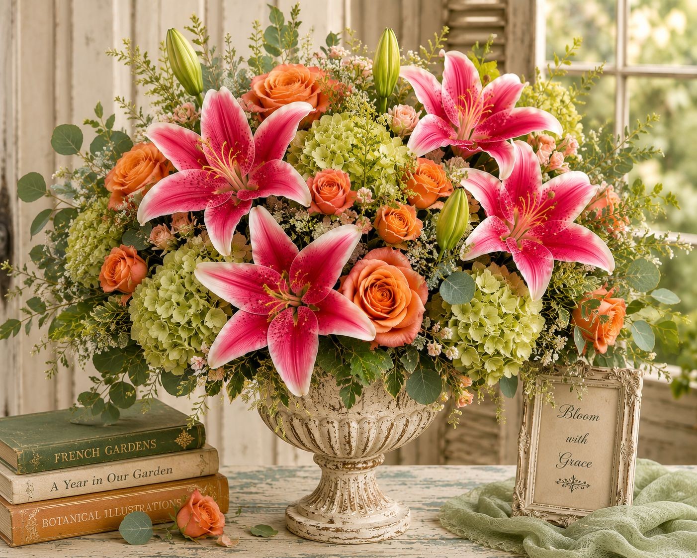 Real Touch Pink White Lily Stems Set of 2, Artificial Lily Flowers, Faux Floral