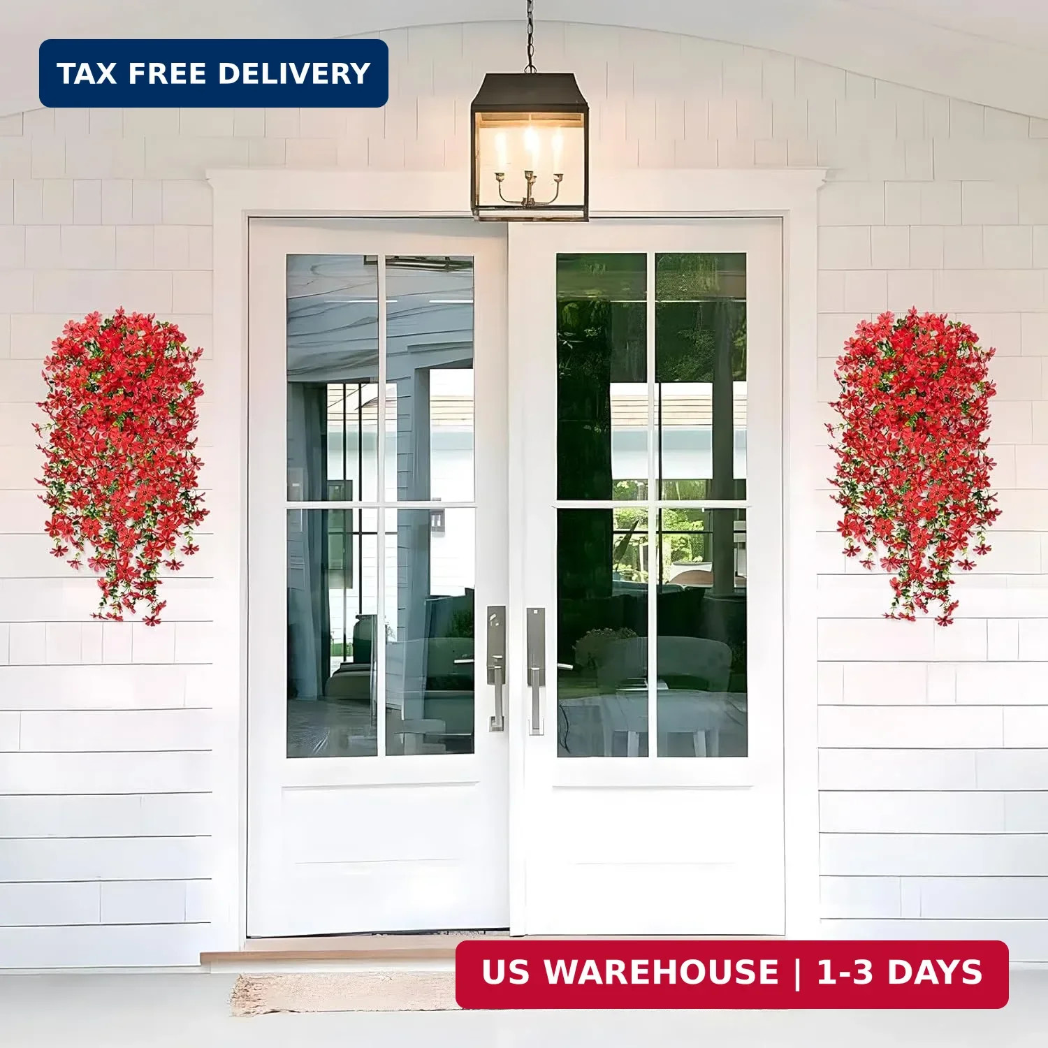 Hrobek 2 PCS Artificial Hanging Flowers Outdoor Spring Summer Decoration, Fake H