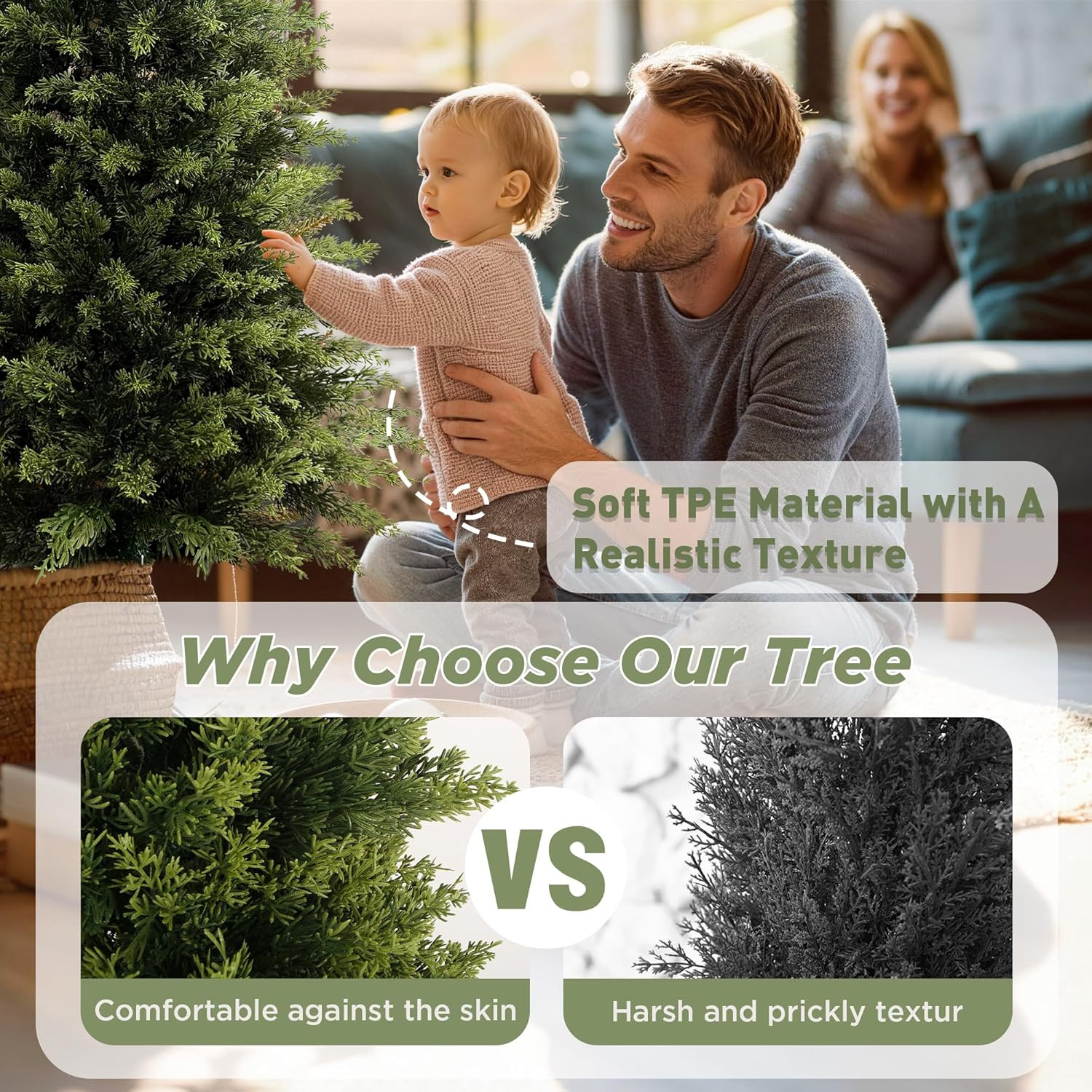 2 Pack 5Ft Artificial Cedar Trees for Outdoors (UV Resistant), Potted Faux Cedar