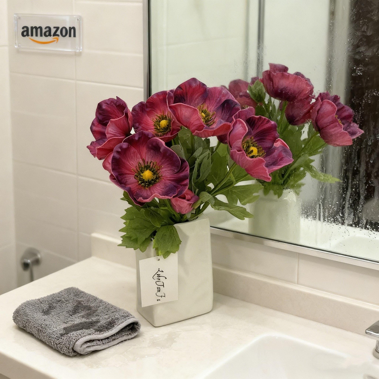 5Pcs Artifical Real Touch PU Anemone Flower Bouquet Room Home Decor (Purple)