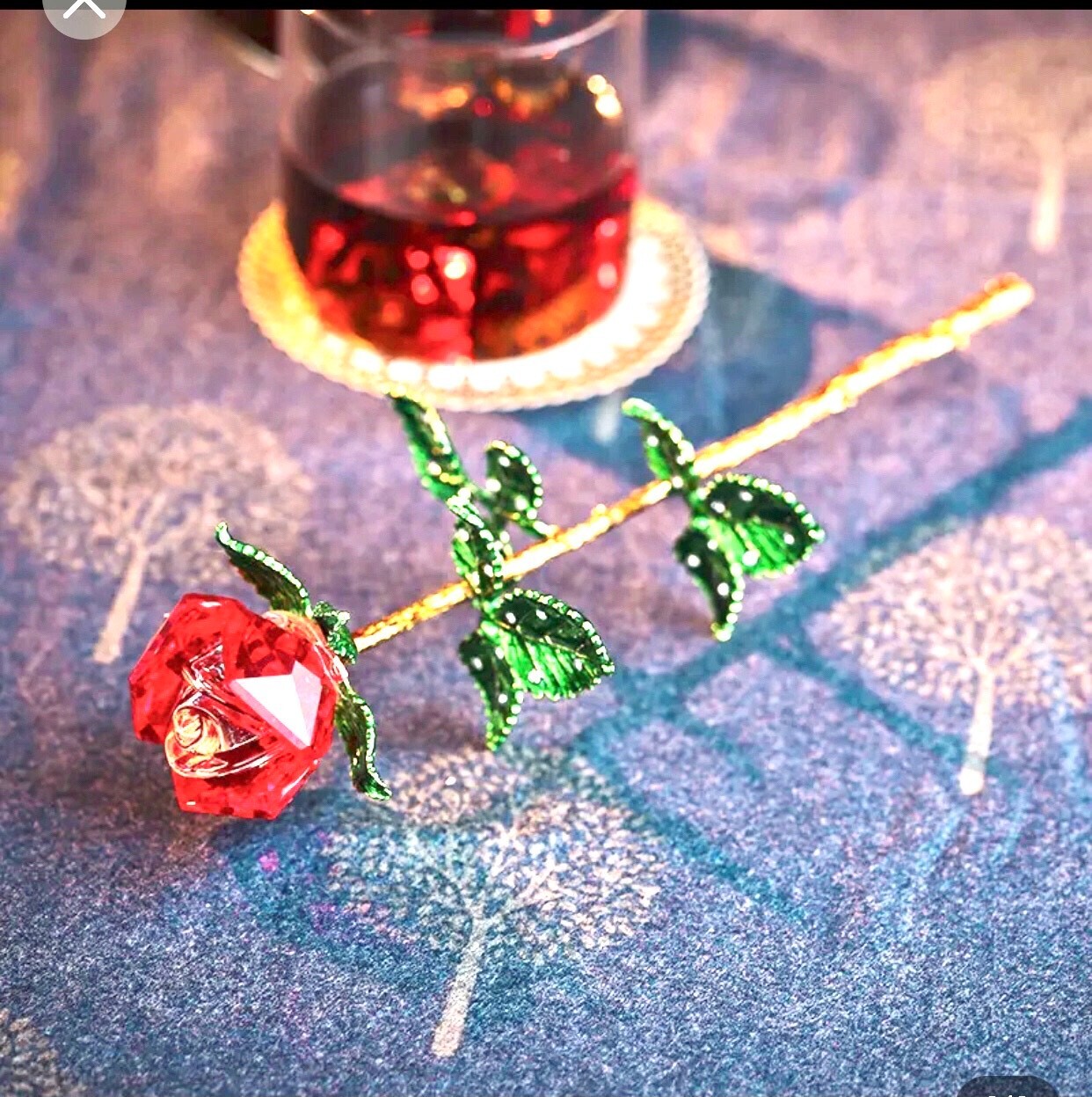 Artificial Roses Crystal Flower with gift box gift bag a card with/without vase