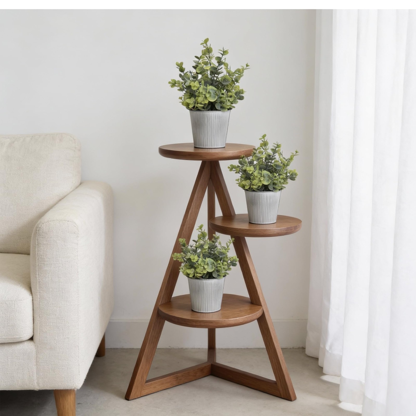 3-Pack Artificial Eucalyptus Plants in White Ribbed Galvanized Metal Pots, Sm…