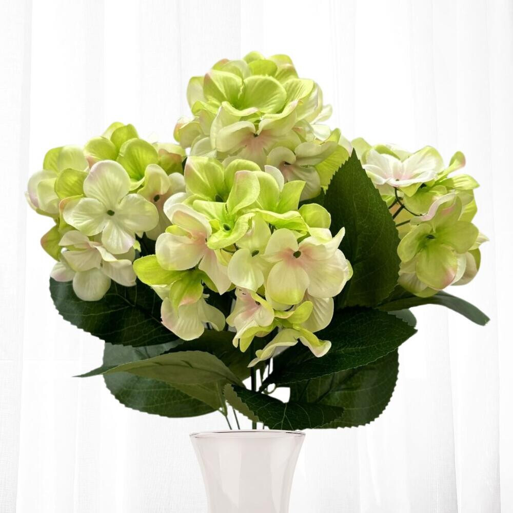 Pack of 2 Cream and Green Artificial Hydrangea 18″ Floral Bushes