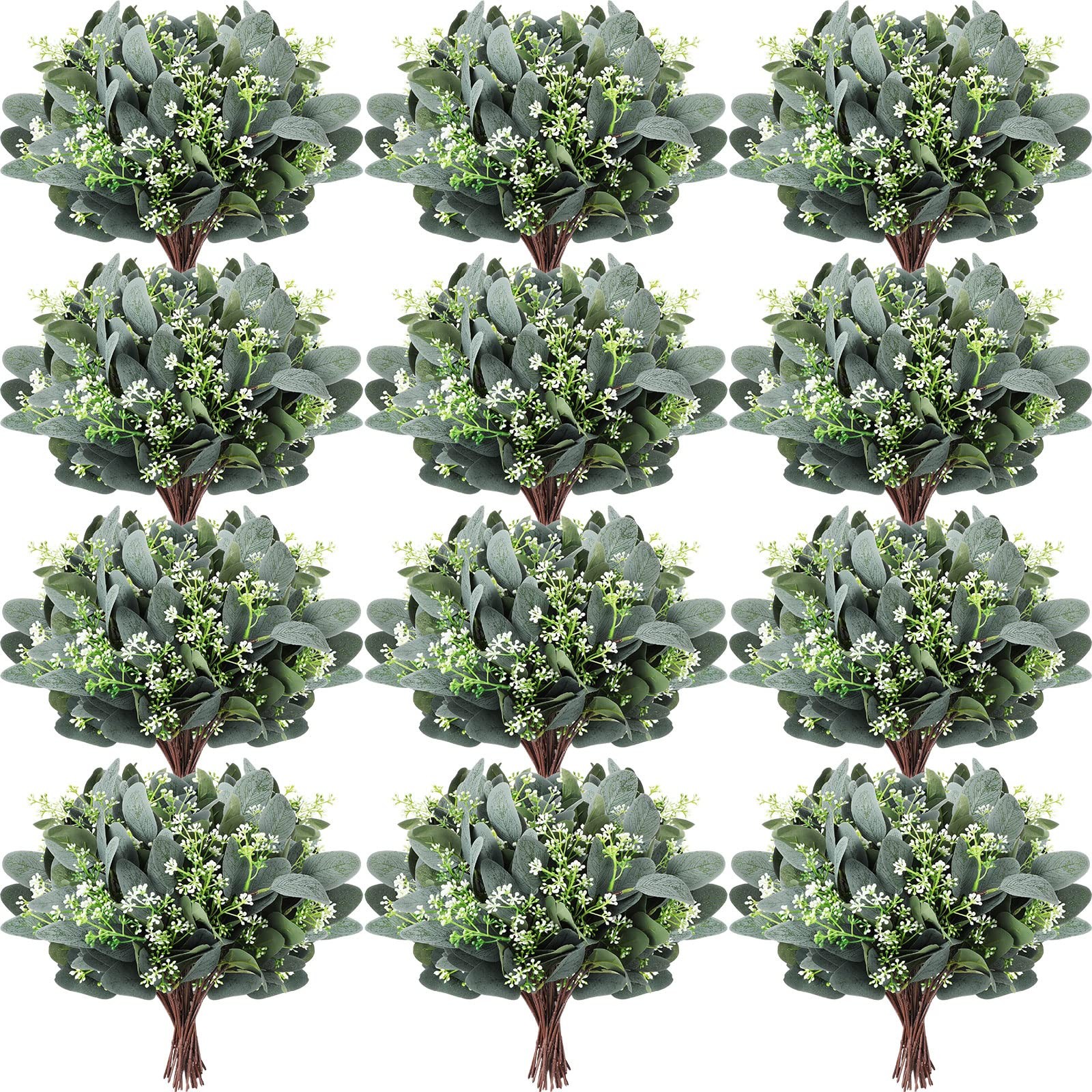 100 Pcs Mixed Eucalyptus Leaves Stems Bulk Artificial Eucalyptus Leaves Artif…