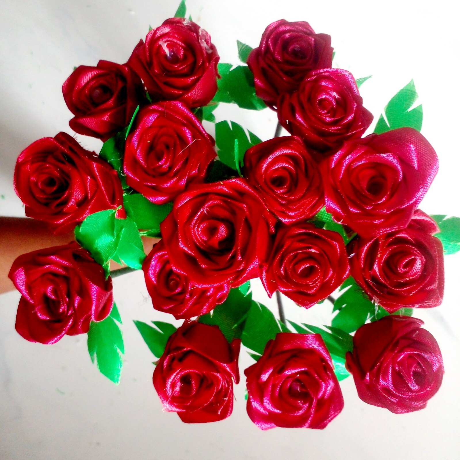 RIBBON ROSE FLOWERS Satin Lot Multicolour DIY Craft Handmade Artificial 5pcs Sti