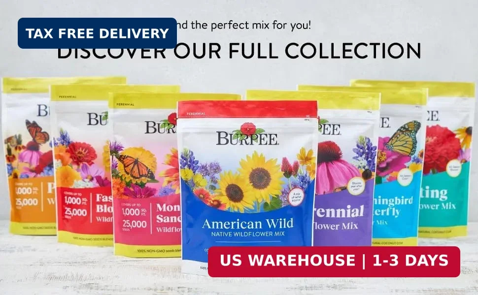 Burpee Wildflower 25,000 Bulk, 1 Bag, 18 Varieties of Non-GMO Flower Seeds Polli