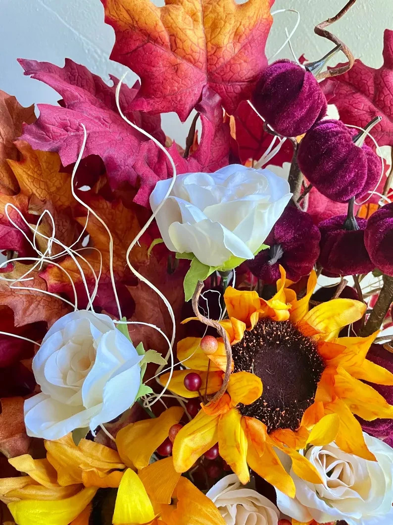 Sunflower Floral Arrangement: Fancy Fall Home Decor, Thanksgiving Centerpiece