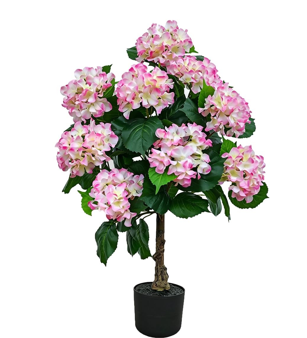 Artificial Trees Hydrangea Potted Flower Trees for Indoor Outdoor,3FT Faux Hy…