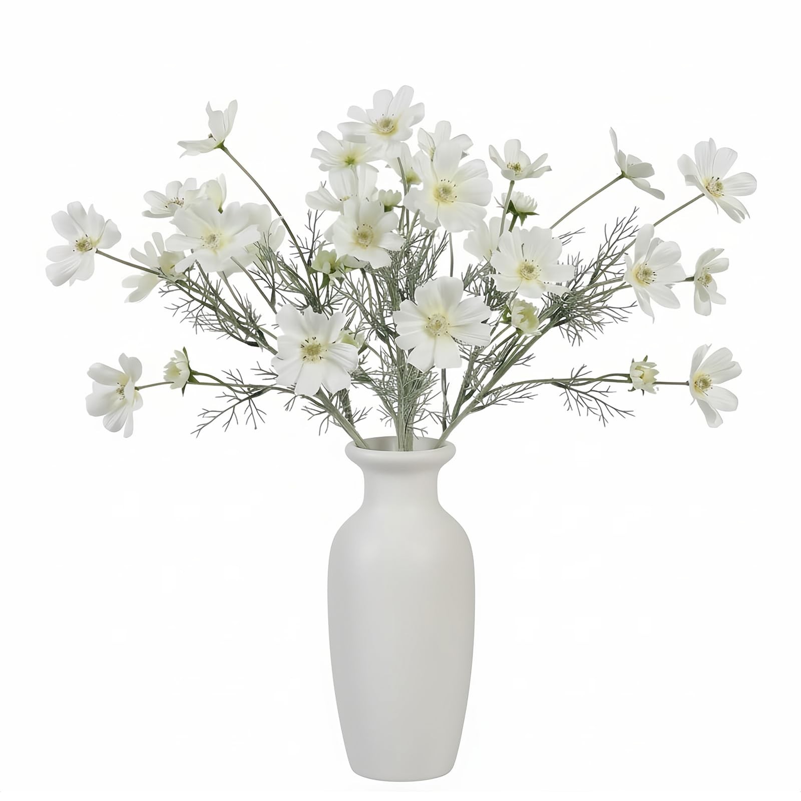 4 Pcs White 24″ Tall Artificial Cosmos Flowers for Vases, Fake Silk Daisy Flo…
