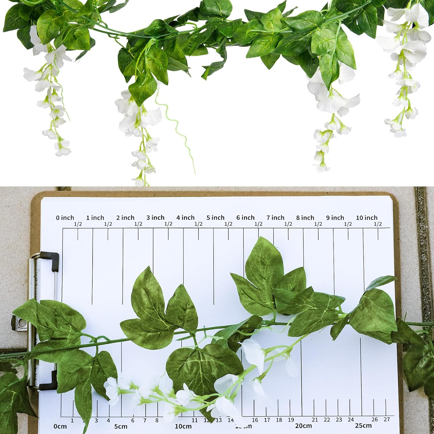 28.8Ft Artificial Wisteria Vine Garland (4X7.2Ft), Silk Hanging Flowers Decor fo