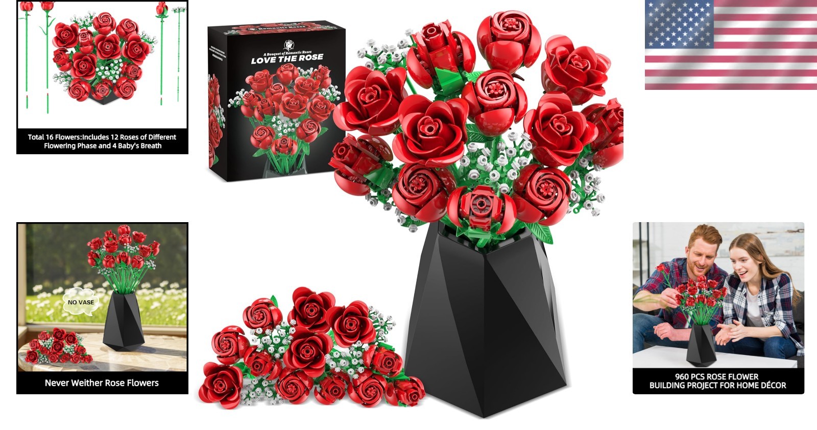 Eco-Friendly 960PCS Artificial Rose Flower Bouquet – DIY Floral Decoration Kit