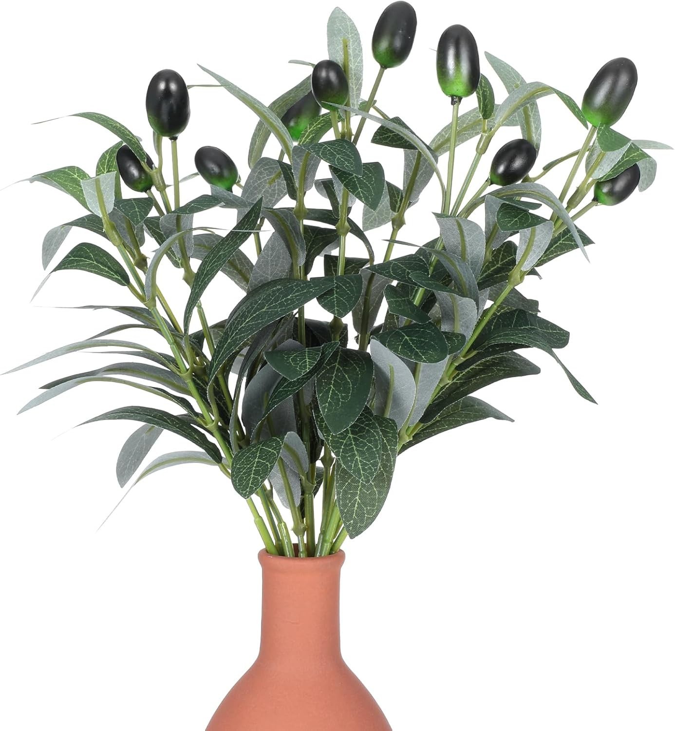 5Pcs Faux Olive Leaves Stems, 11 Inch Olive Branches Artificial Tree Tabletop Gr