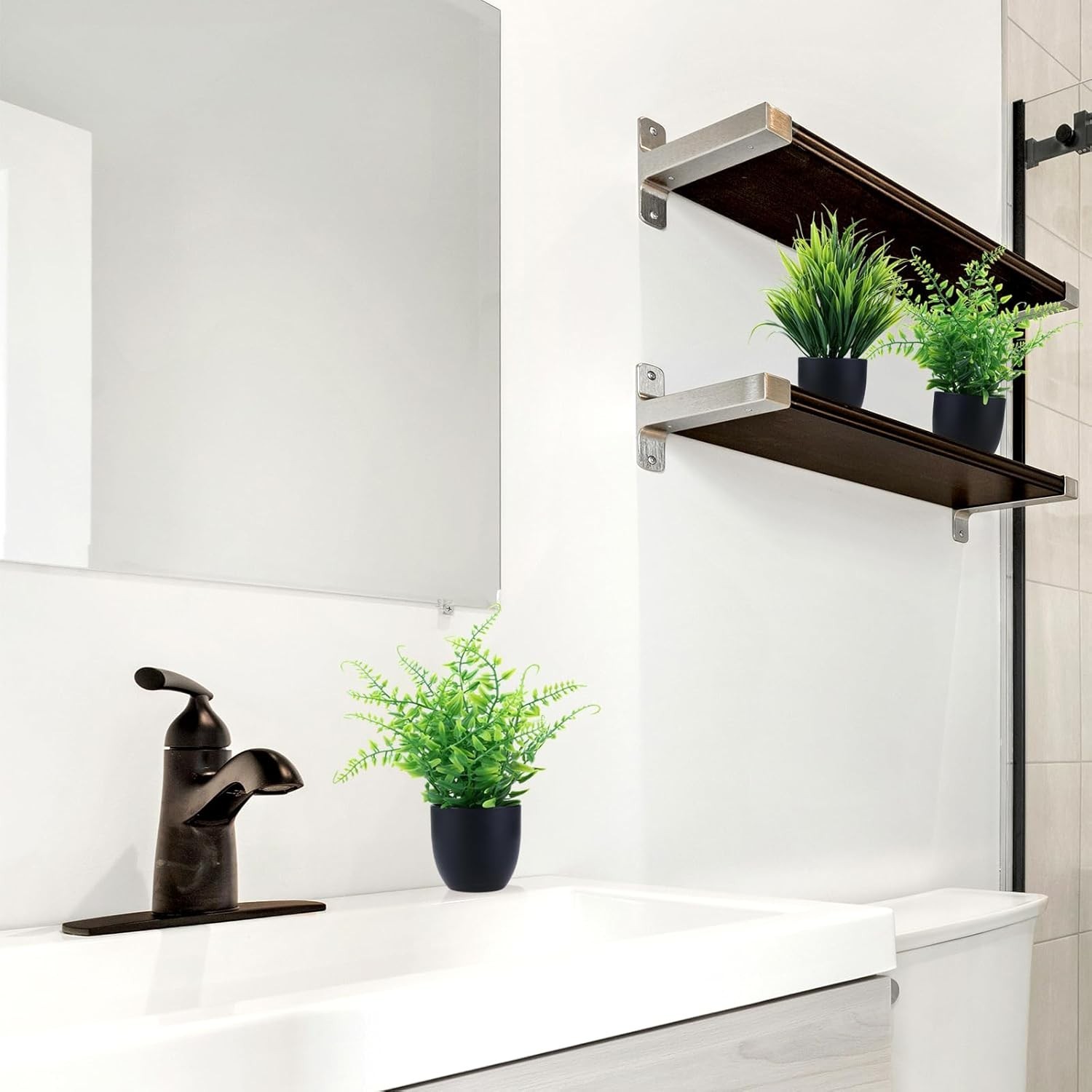 2 Pack Fake Plants in Black Pot Small Artificial Plant Wheat Grass for Home D…