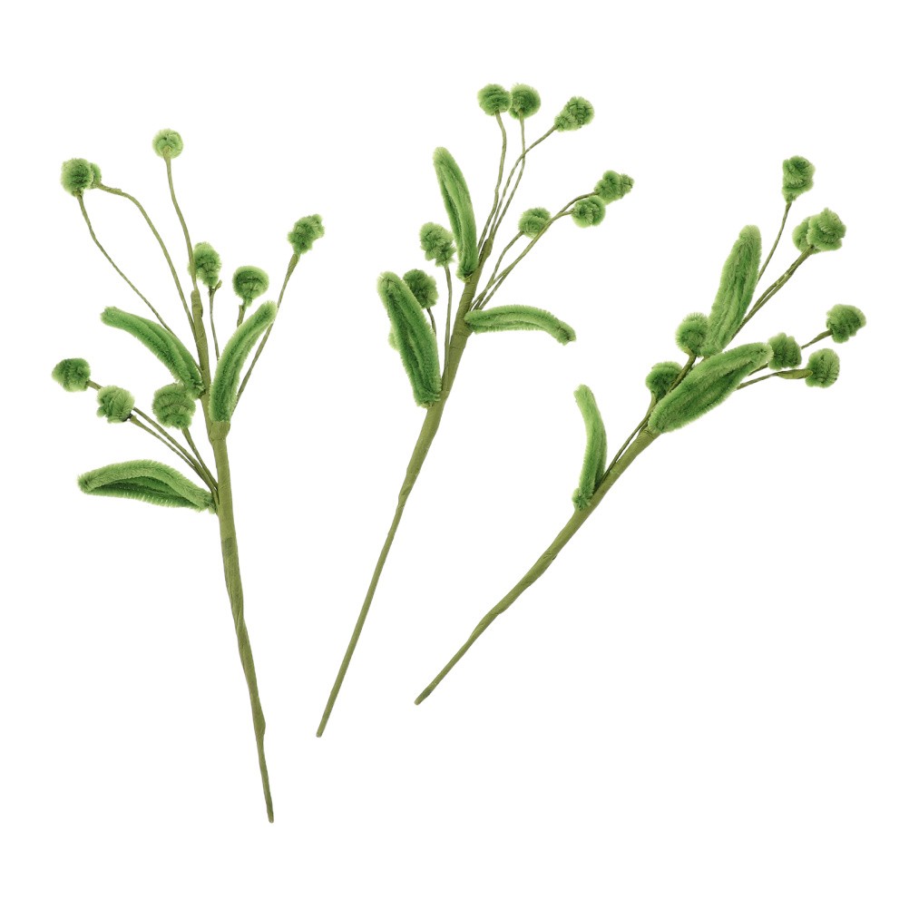 3 Units Vase Filler Pipe Cleaners Green Fake Leaf Picks for Filling Craft Decor