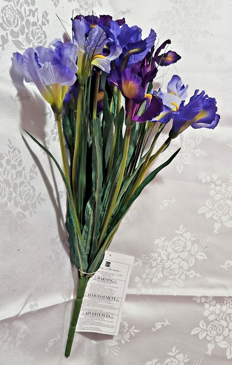 Home Interiors Purple Lavender Blue Iris Greenery Bouquet/ 18 inches tall/ New