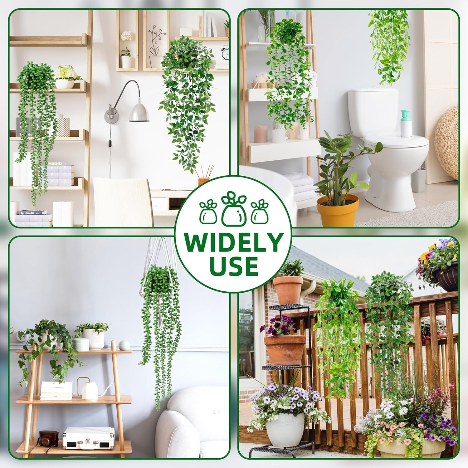 2pcs Indoor Artificial Plants: String of Pearls & Mandala Vine in Pot Home Decor