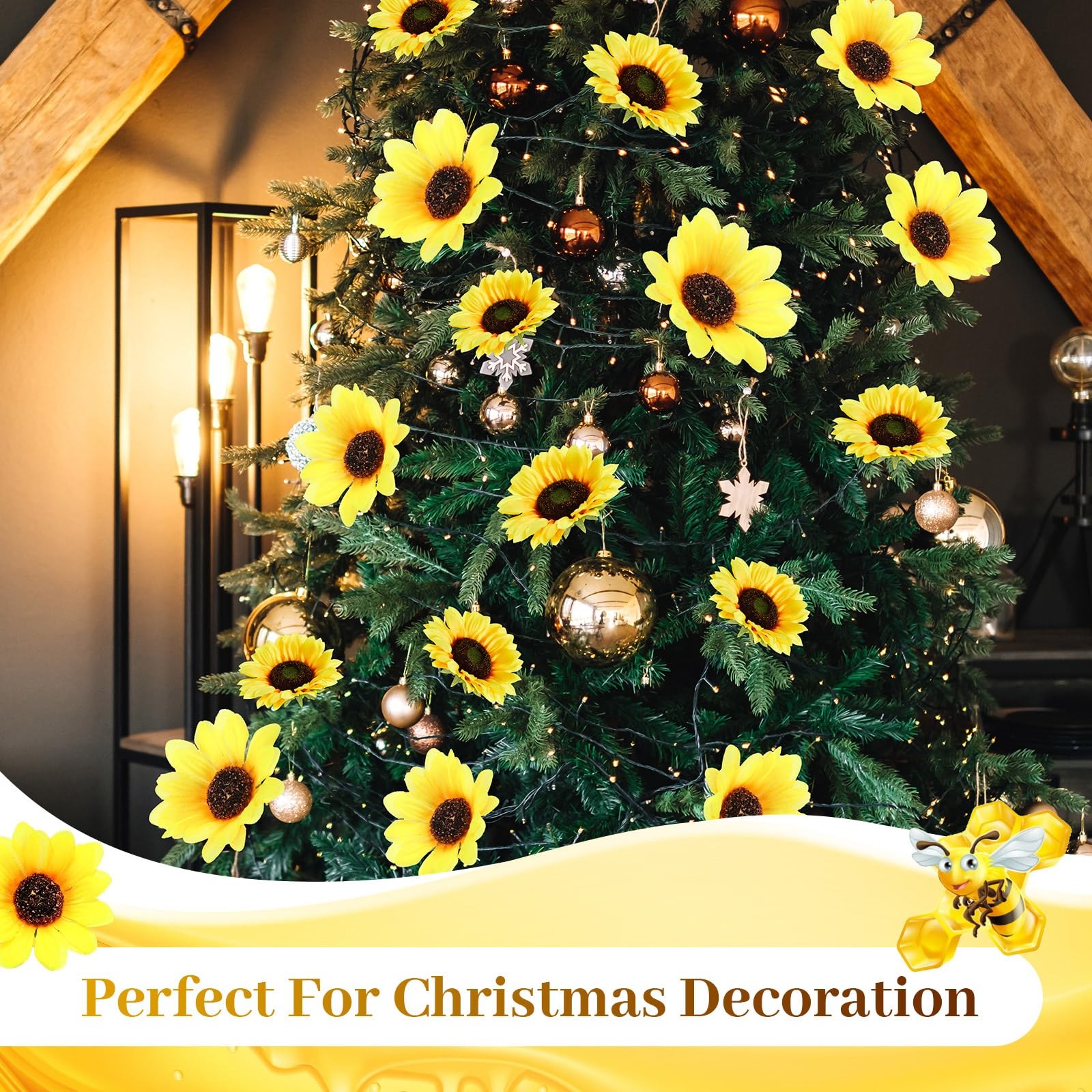 166 PCS Artificial Sunflower Heads Tiny Bees Craft Decoration Silk Daisy