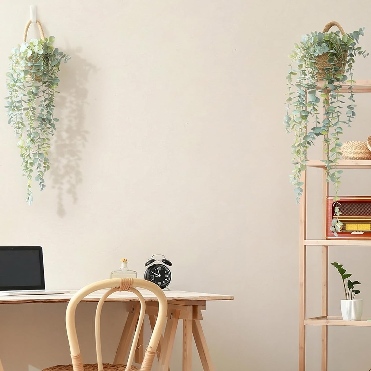Fake Hanging Plant Decor Indoor Eucalyptus Artificial Faux Plants in Wall Woven