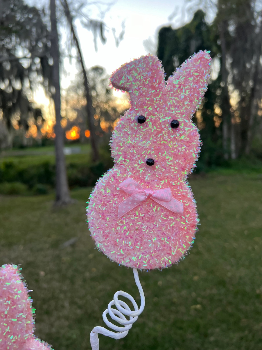 Sugared Bunny Peeps Spray Set of 3 Picks 27 Inch Easter Decor Spring Decor Craft
