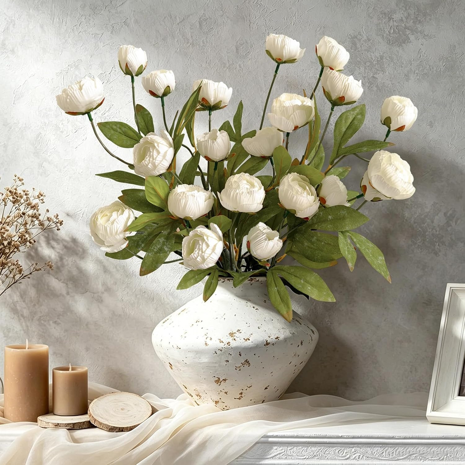 6Pcs Viral Peony Artificial Flowers for Vase，27in Real Touch Fake Flowers Branch