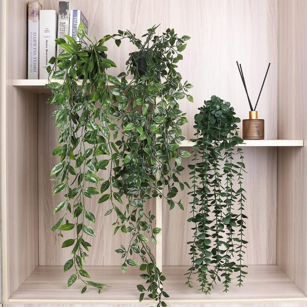 Fake Hanging Plants with Pot Artificial Vines Potted Home Indoor Outdoor Decor