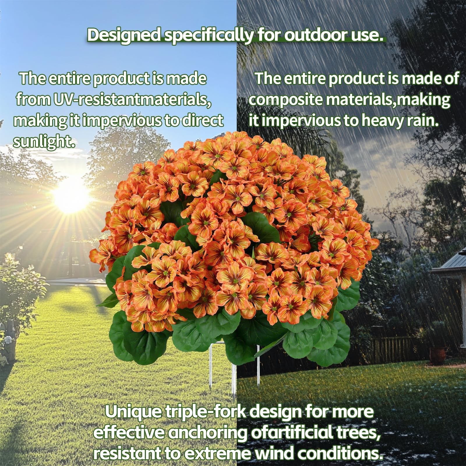 18″ Faux Geranium Flower Ball – UV Resistant Fall Decor for Porch, Garden & Than