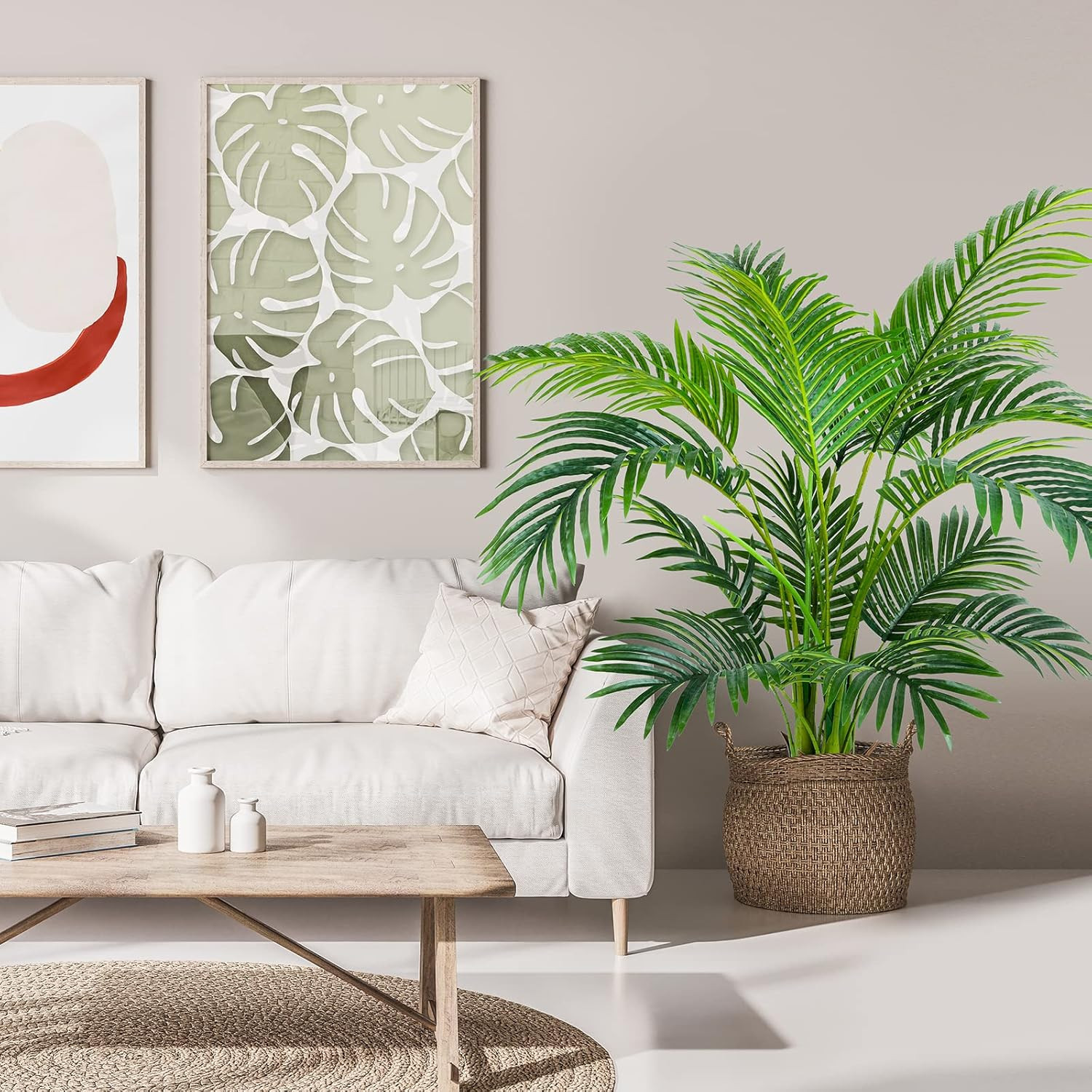 4Ft Artificial Areca Palm Plant – 2 Pack with Pots & Accessories for Home Decor
