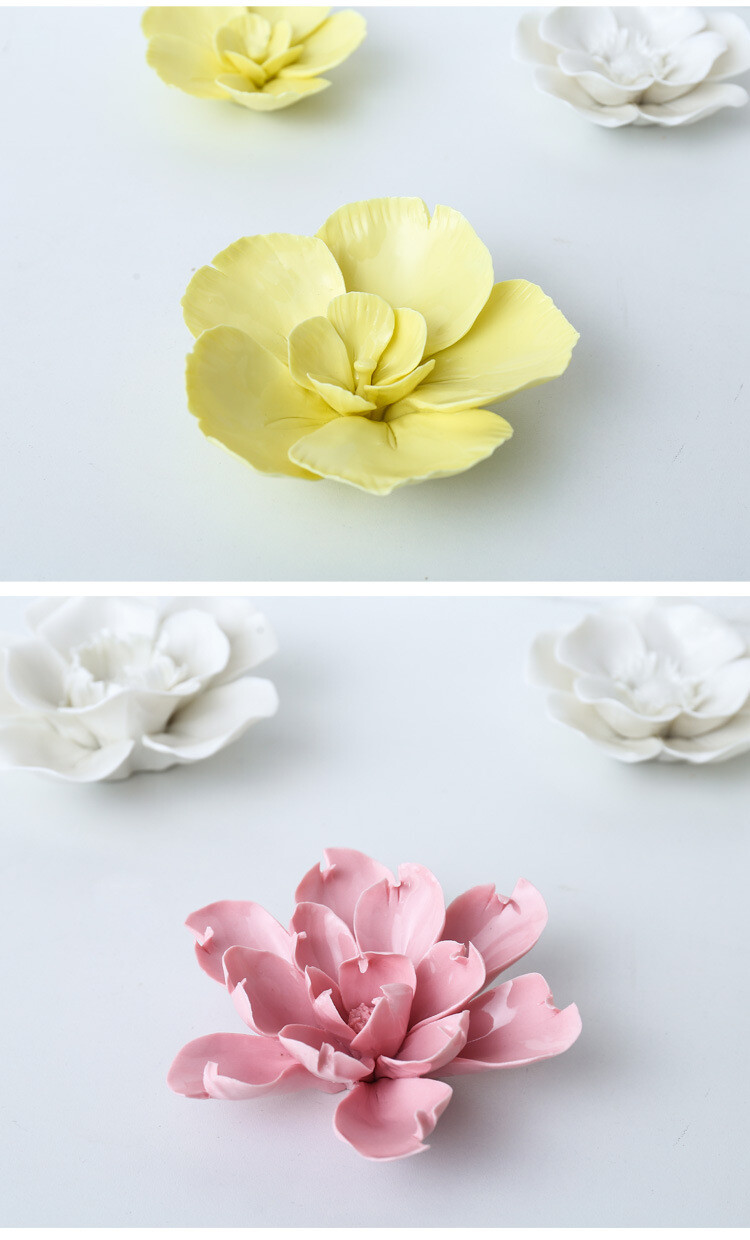 Porcelain Ceramic Flower 3D Orchid Rose Wall Decor Hangings Study Room Art Hang