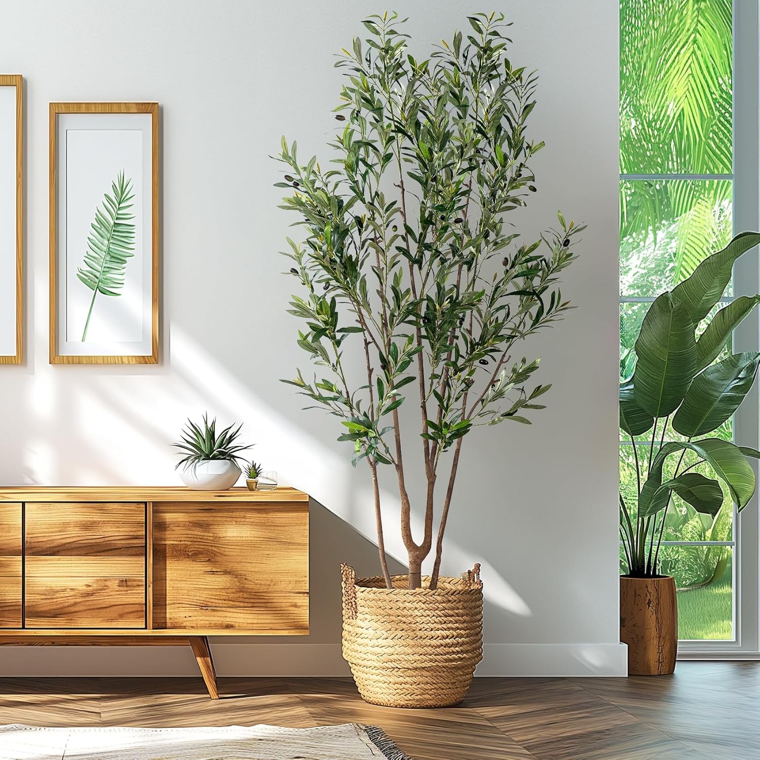 Faux Olive Tree 7FT Tall Artificial Silk Plant Natural