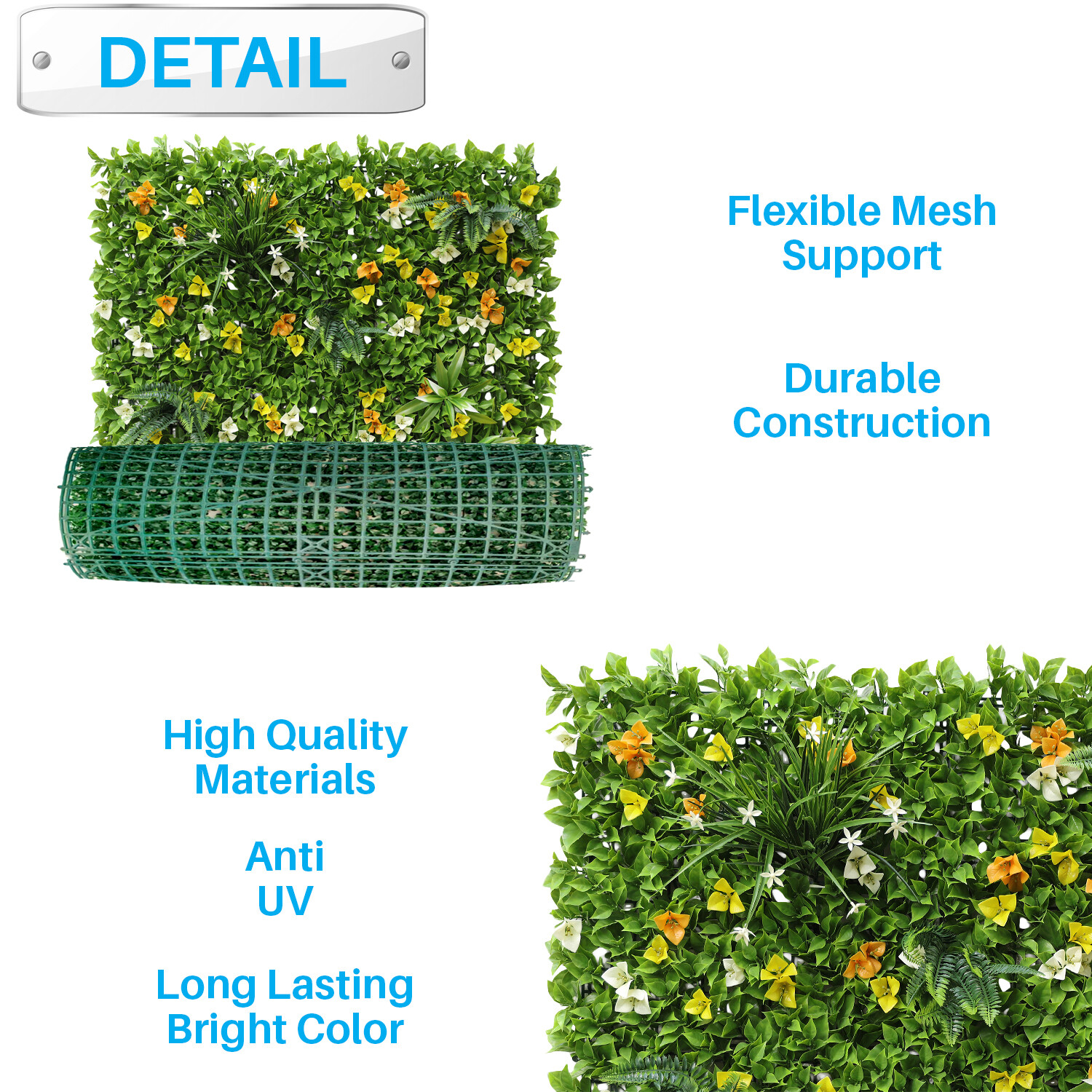 40 Inch 3D Artificial Boxwood Wall Hedge Mat Panels Outdoor Grass Fence Style#6