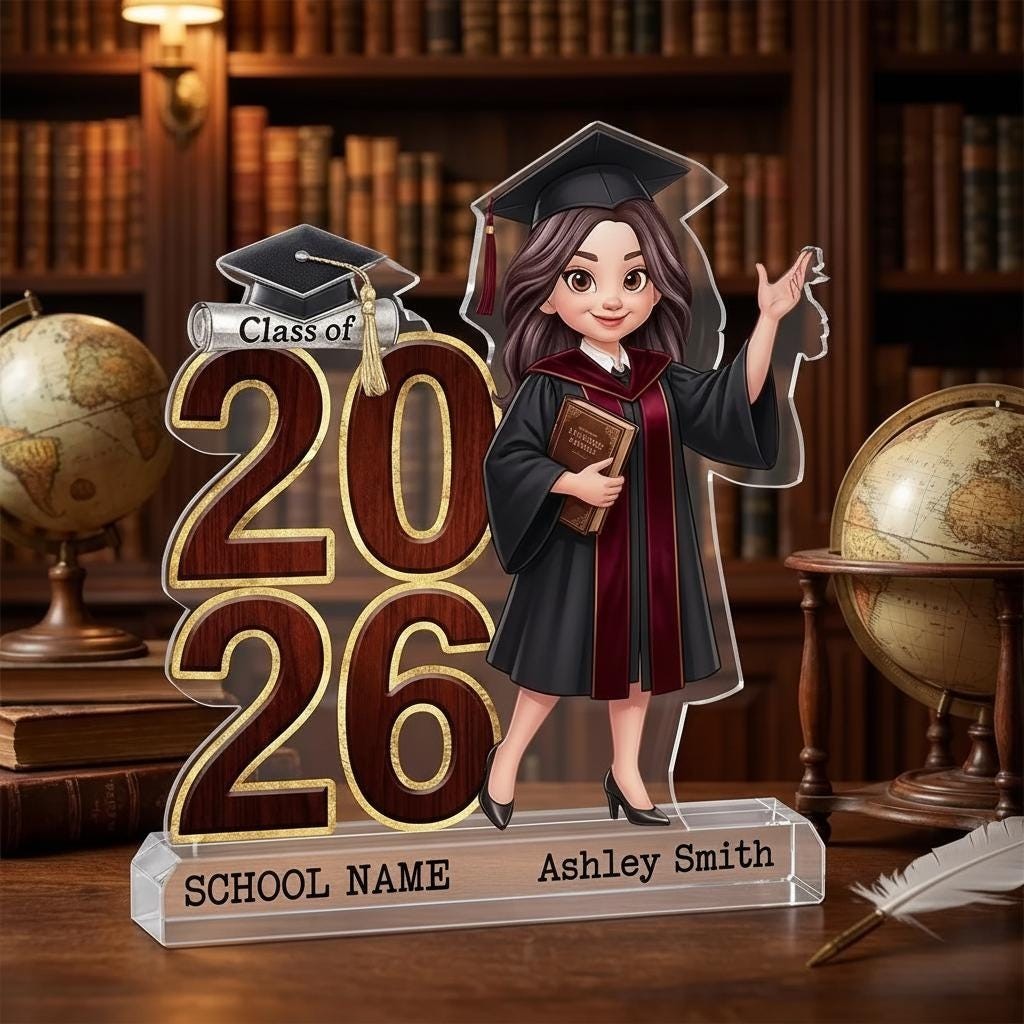 Personalized Graduation Standee, Custom Acrylic Keepsake, Class of 2026 Decor