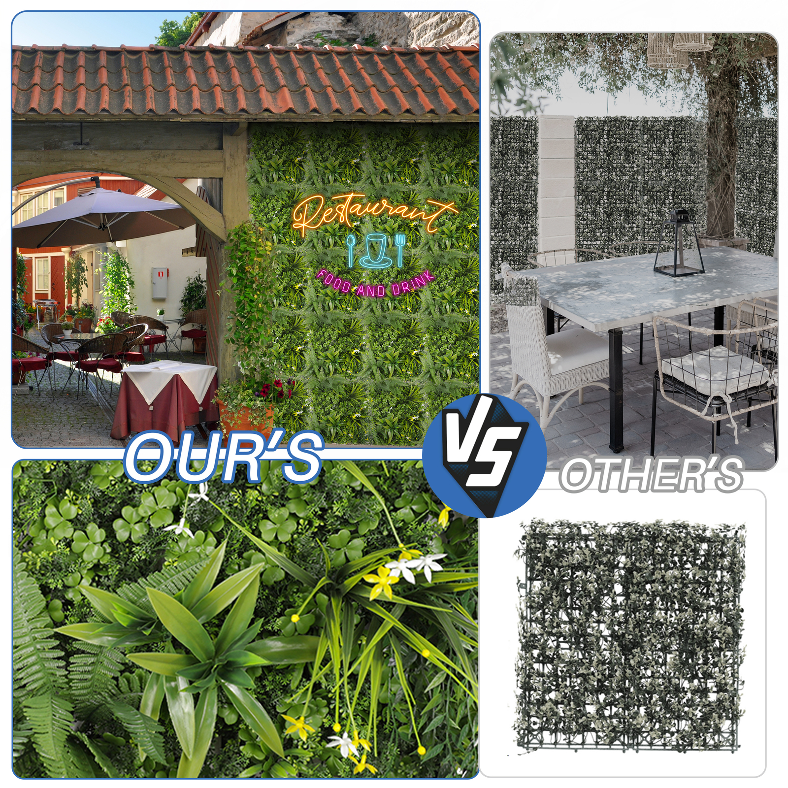 20×20″ Artificial Grass Mats 3D Mixed Plant Wall Hedge Decor Privacy Fence Panel
