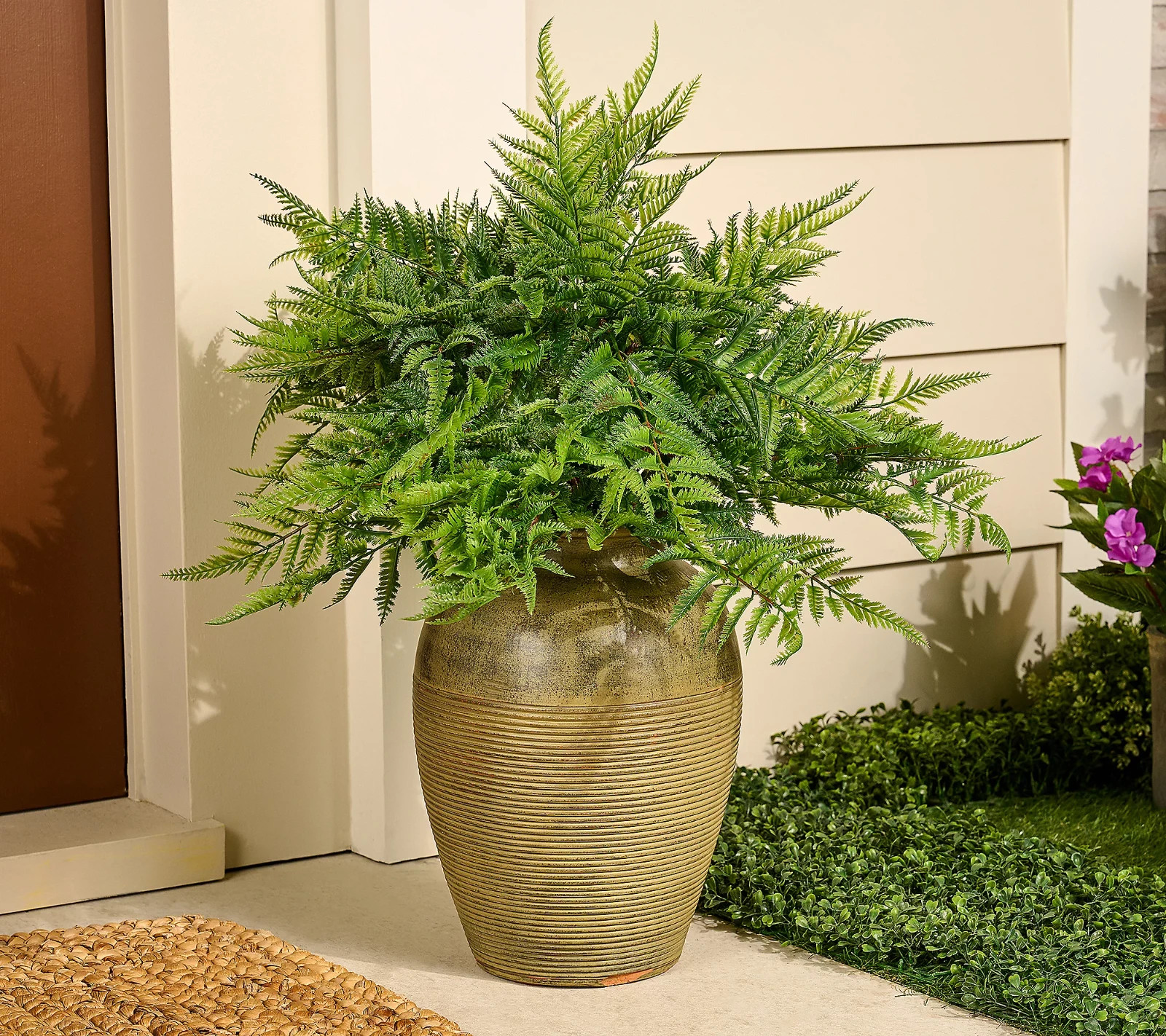 30″ Oversized Indoor/Outdoor Faux Fern Urn Filler by Kim Gravel Green