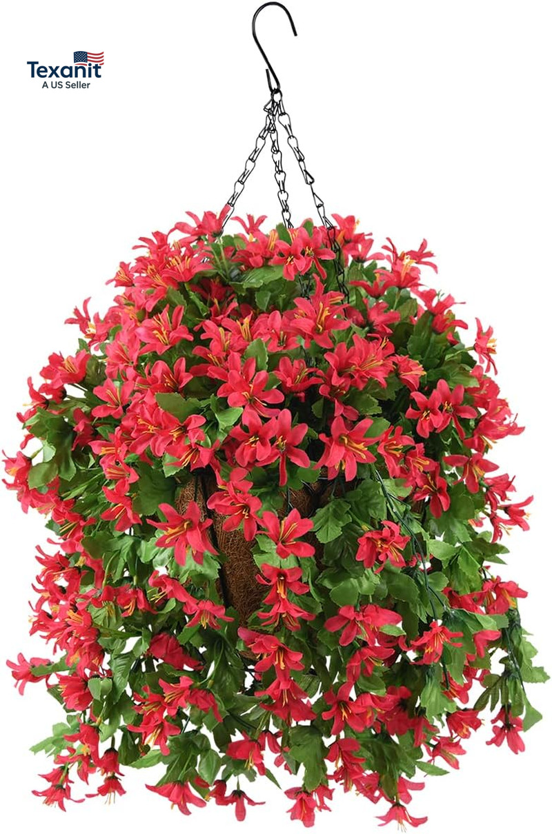Artificial Fake Hanging Plants Flowers Basket for Spring Summer Outdoor outside