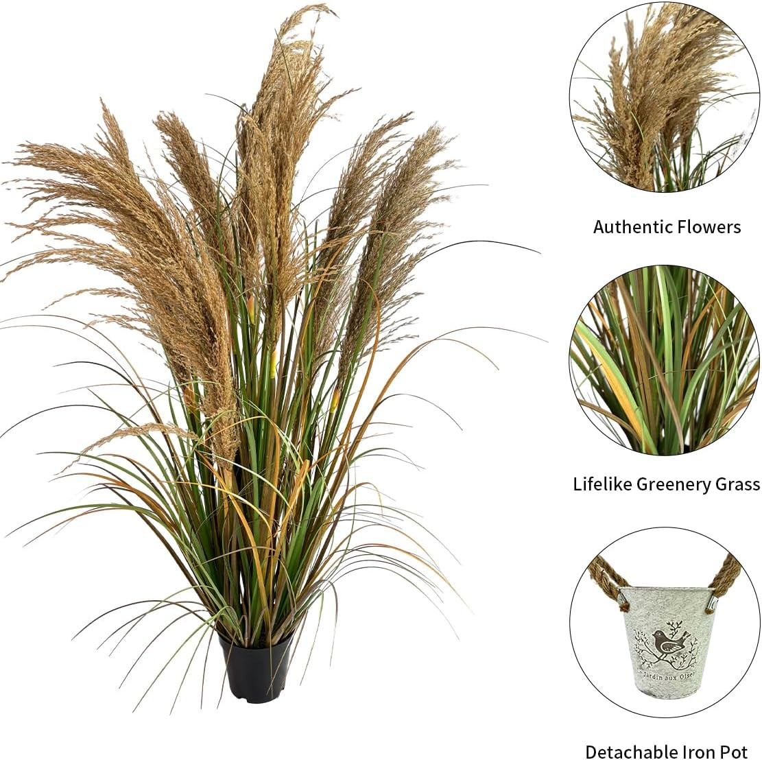 Alonfala 43″ Faux Pampas Grass – 2-Pack Indoor Decor for Home & Office