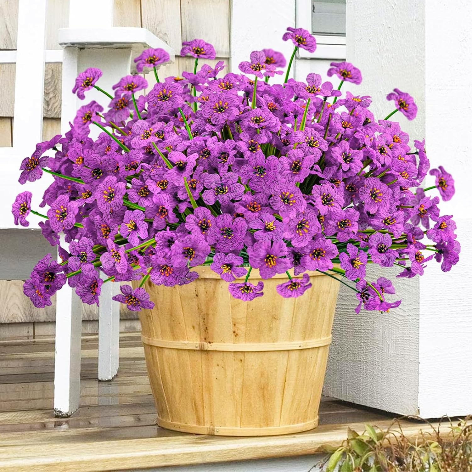 48 Bundles Outdoor Artificial Flowers UV Resistant Fake Silk Flower Faux Plastic
