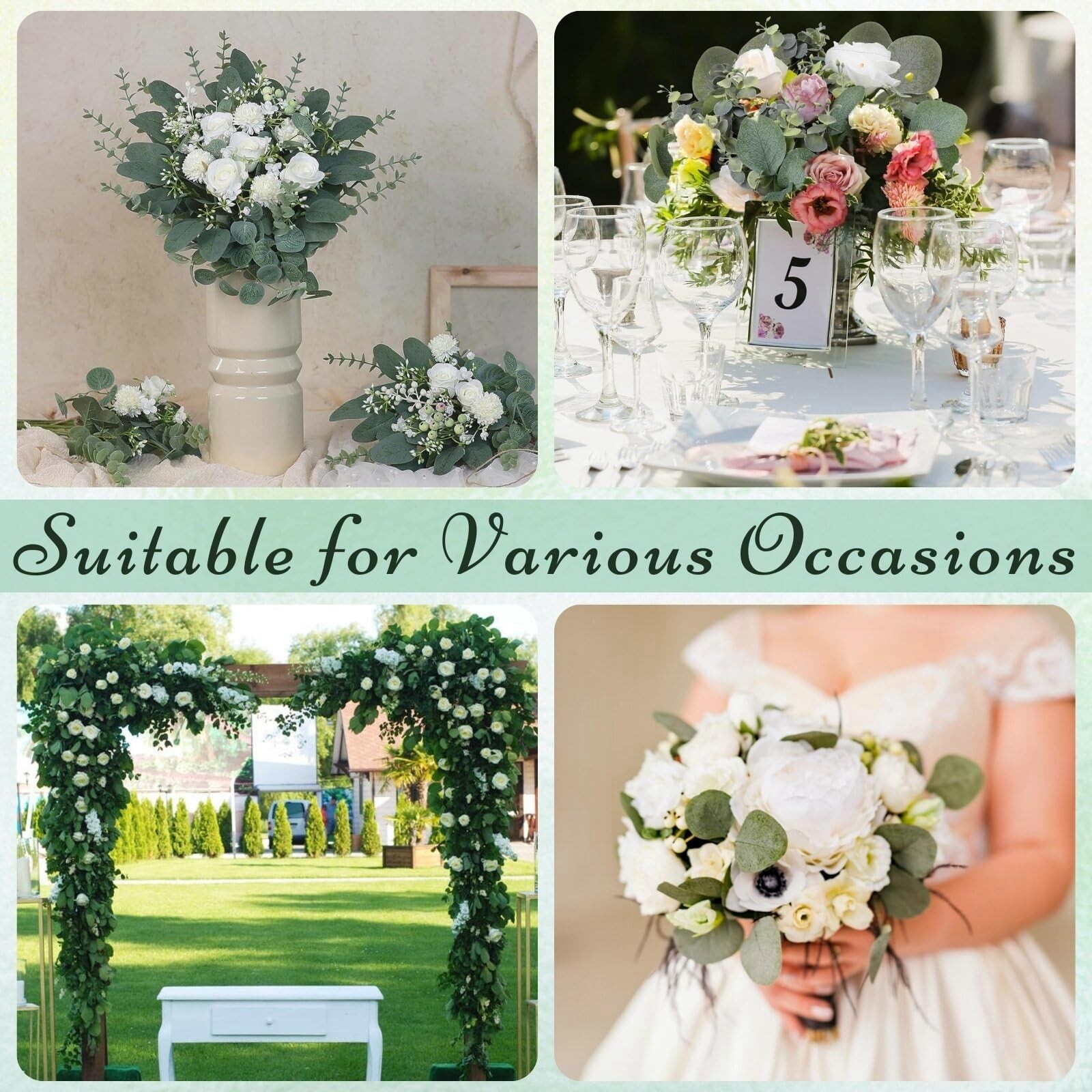 20PCS Bulk Artificial Eucalyptus Stems – Lifelike Greenery for Centerpieces, …