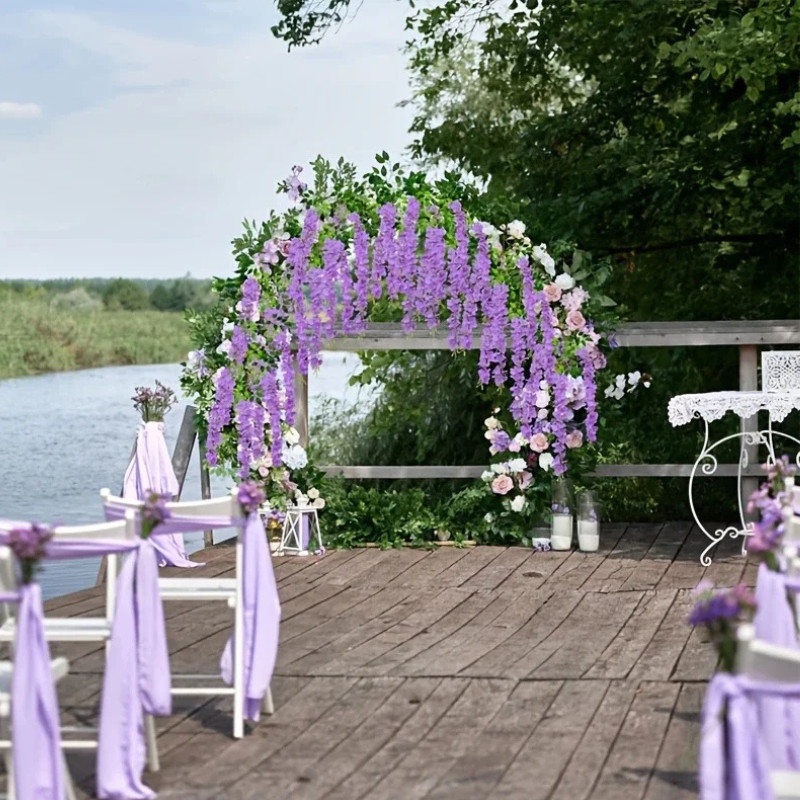 12PCS Artificial Wisteria Vine Garland Silk Hanging Flowers for Home, Wedding