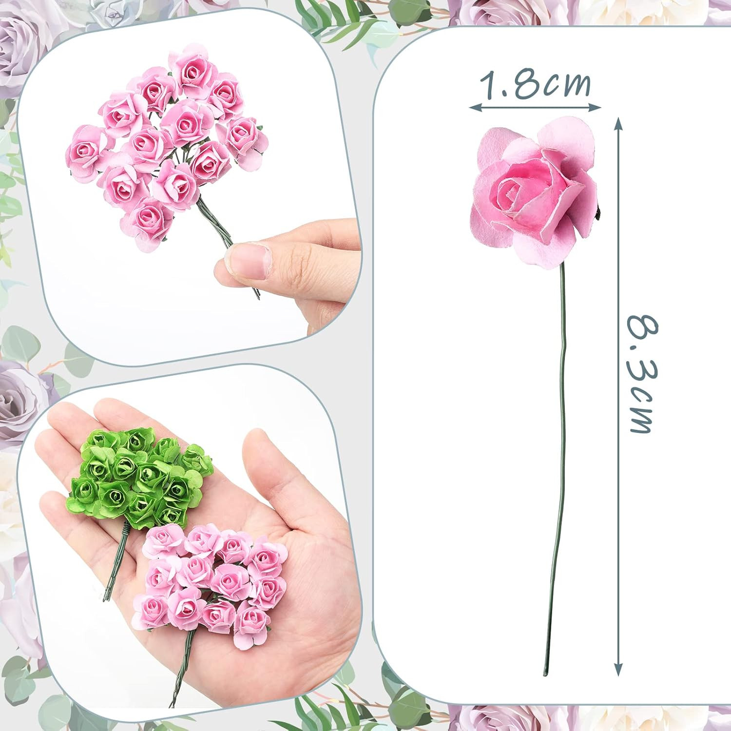 132 Pcs Artificial Mini Rose Fake Mixed Color Paper Flower Handmade Small Flower