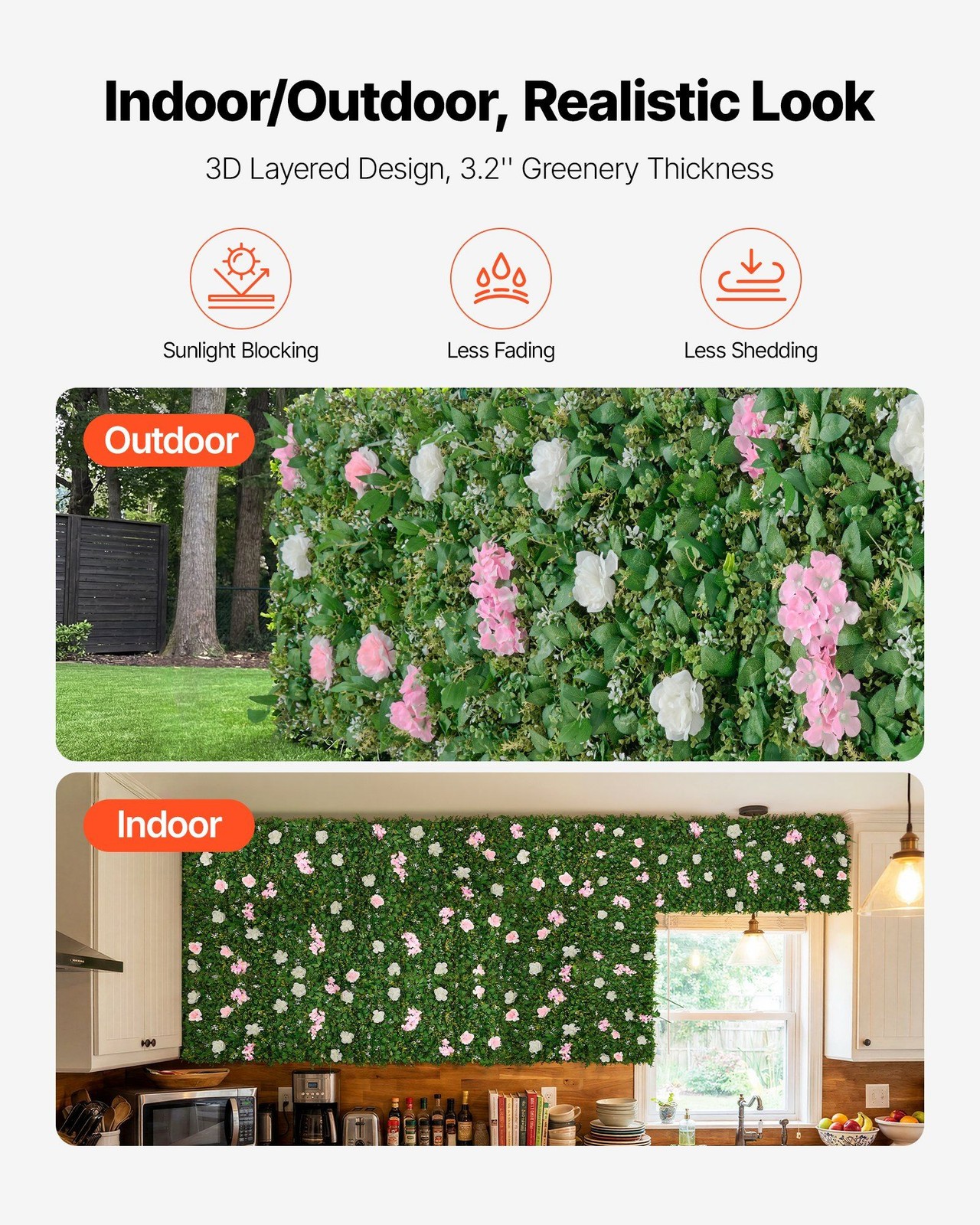 3D Silk Flower Wall Panel Set: Two 2x8ft PE Panels, Easy Install & Trim-Ready