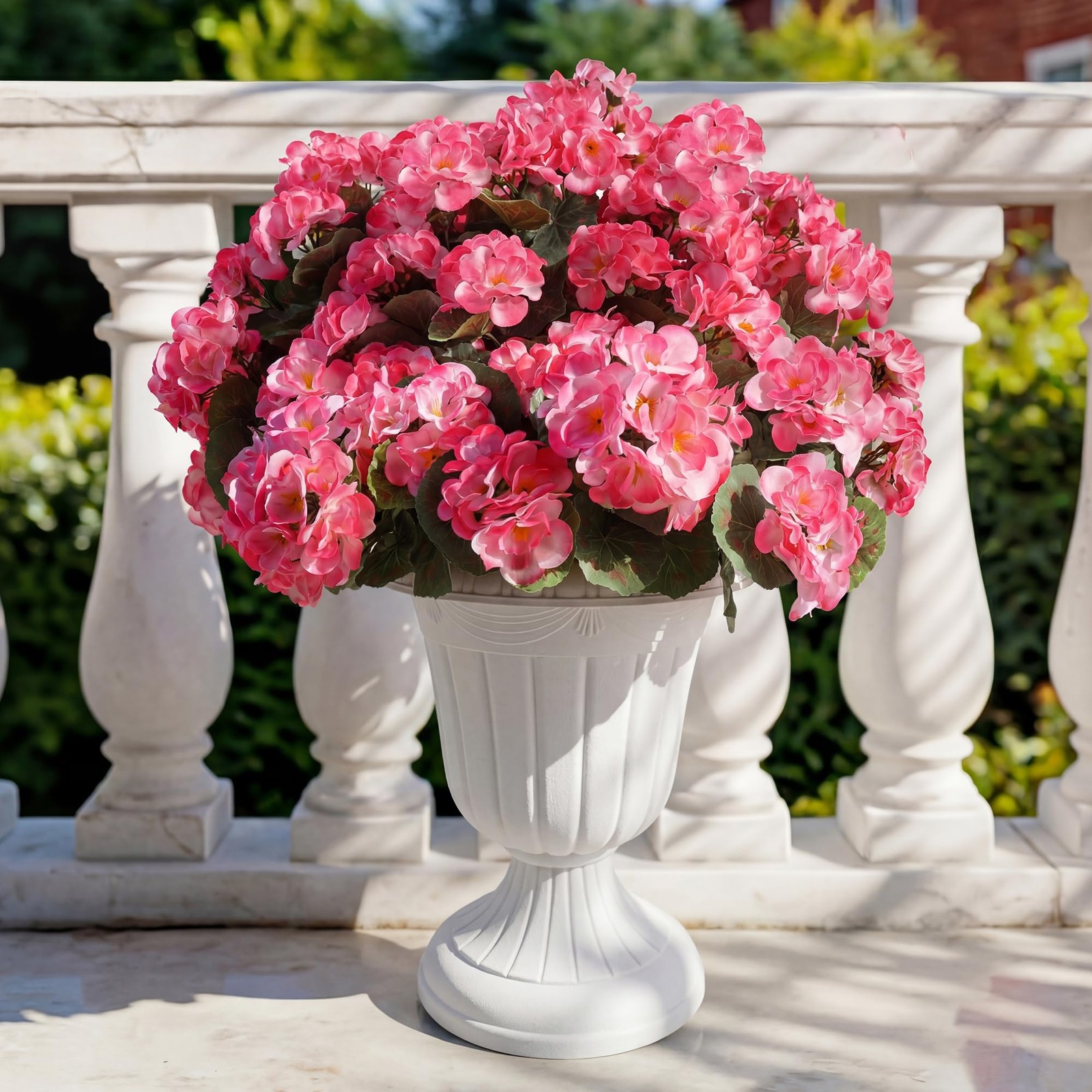 Artificial Geranium Flowers for Outdoors, 6 pcs Silk Geraniums Fake Flowers U…