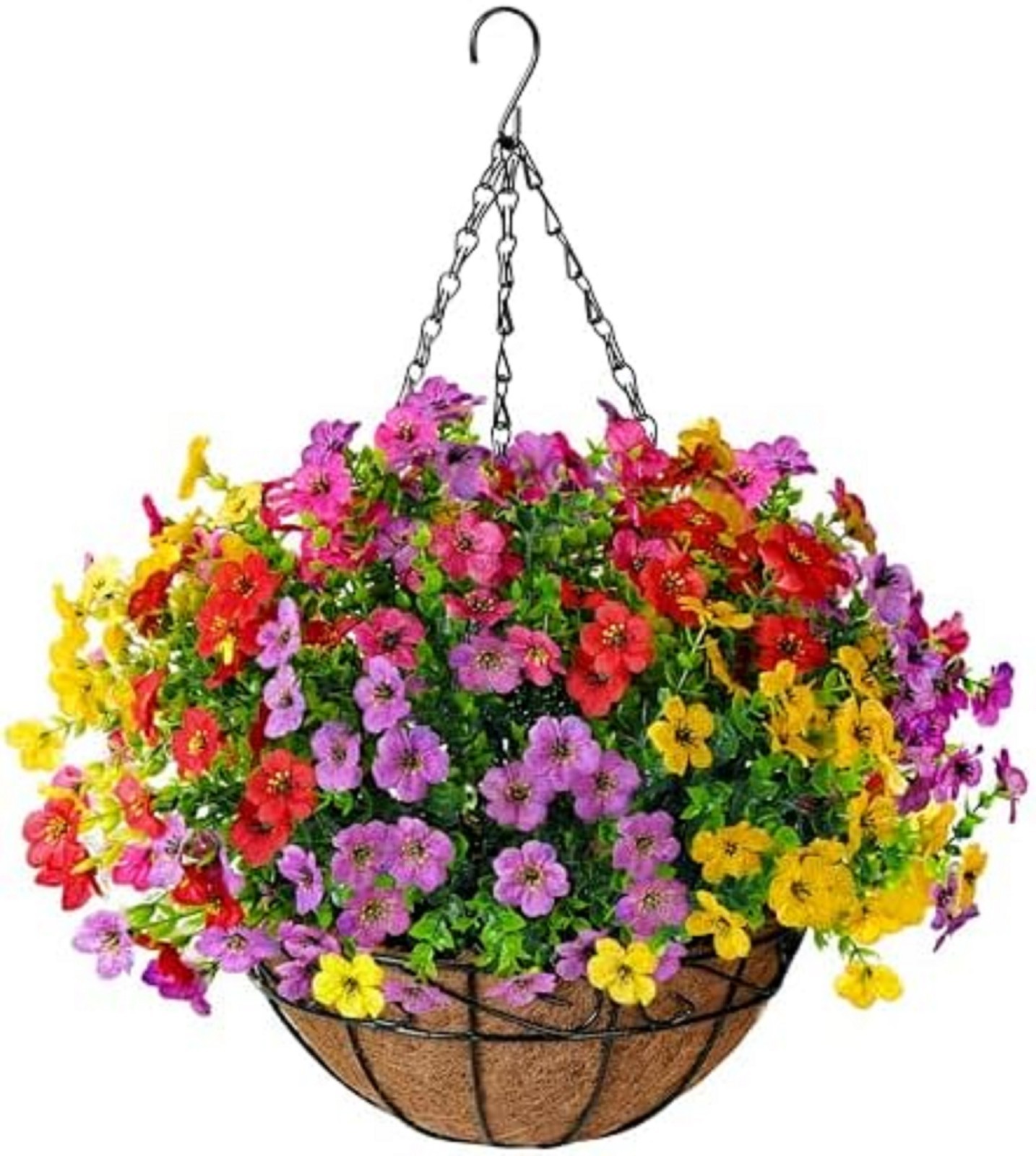 Artificial Faux Fake Hanging Flowers Plants Basket for Summer Outdoor outside De